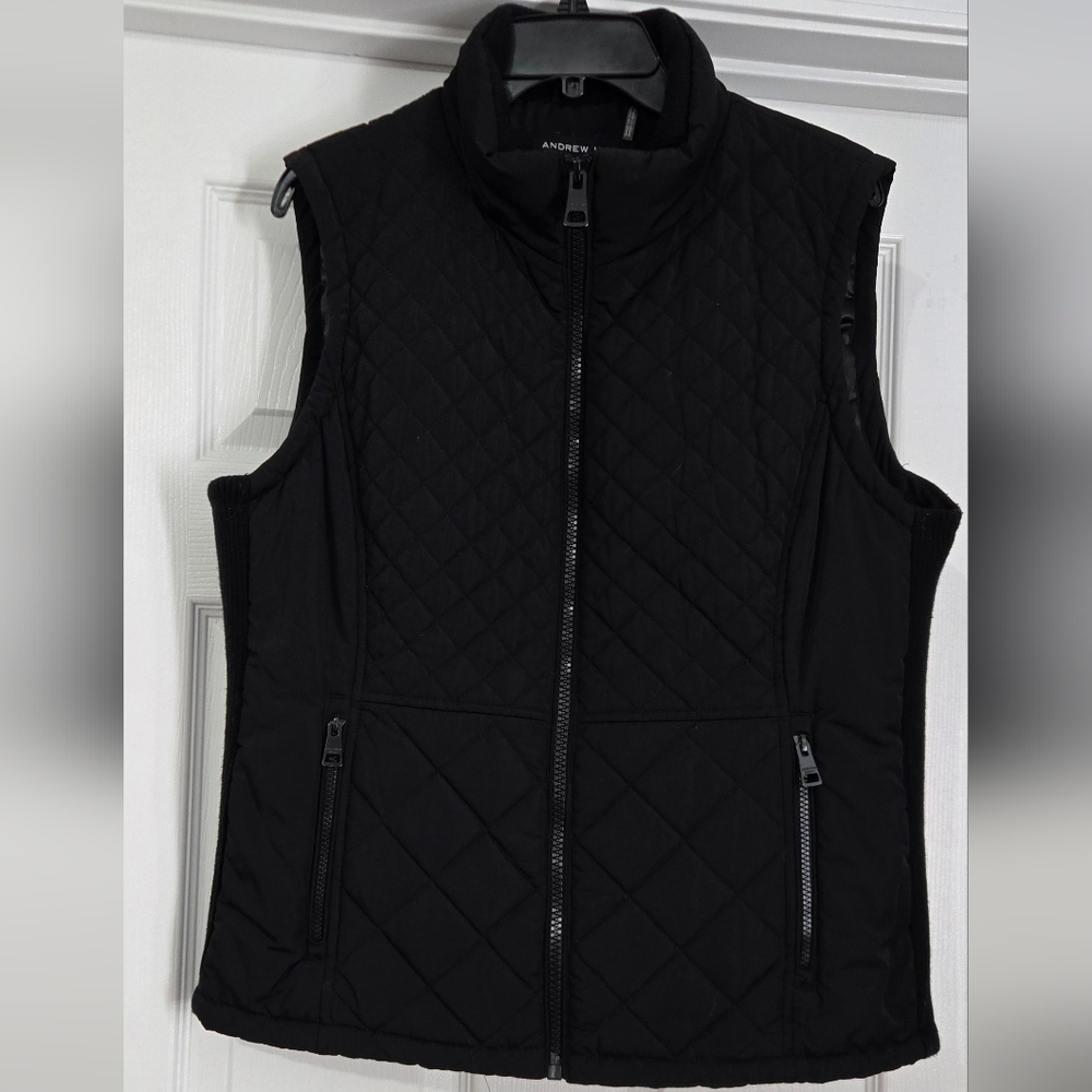 Andrew Marc Black Quilted Vest